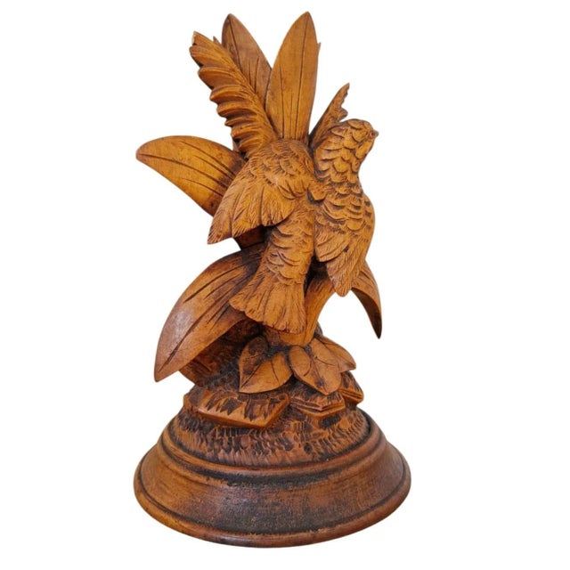 Antique Black Forest Hand-Carved Wooden Bird Figurine – Linden Wood This exquisite hand-carved sculpture is an authentic...