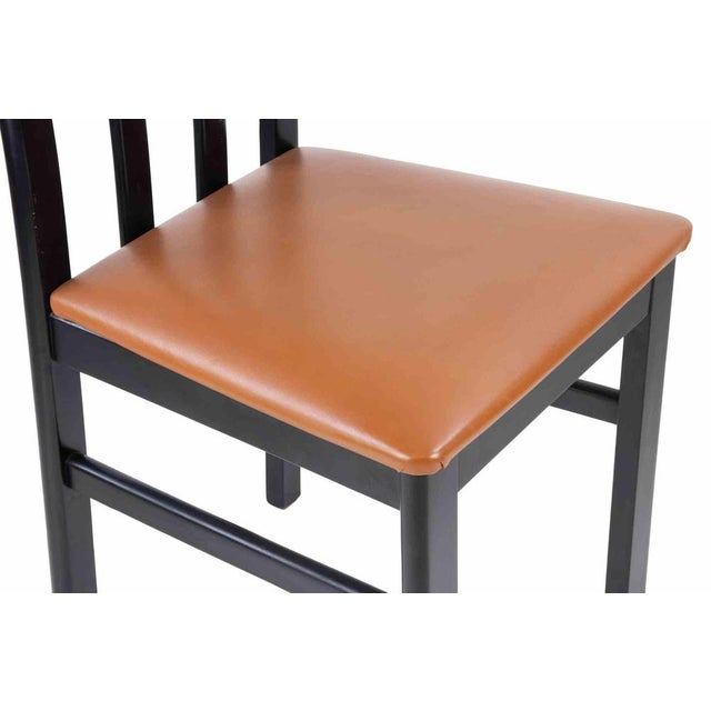 Vintage Art Deco Chairs in Lacquered Wood and Leather, Italy, 1970s For Sale - Image 6 of 7