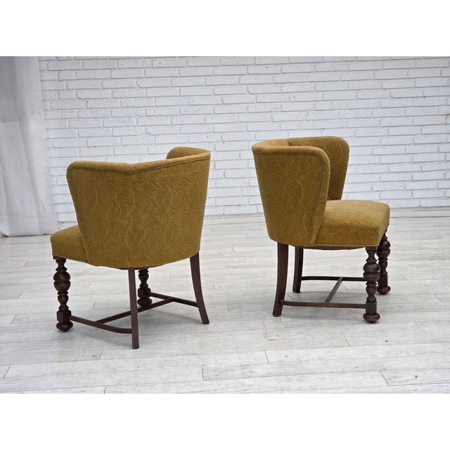 Vintage Danish Lounge Chair in Green Furniture Velour and Oak, 1950s For Sale - Image 17 of 18