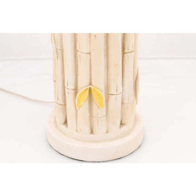 Wood 1960s Mid-Century Modern Ceramic Bamboo Motif Lamps - a Pair For Sale - Image 7 of 9
