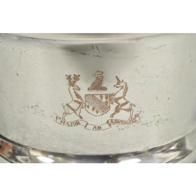 Victorian Vintage Fb Rogers English Regency Silver Plated Coat of Arms Covered Ice Bucket For Sale - Image 3 of 17
