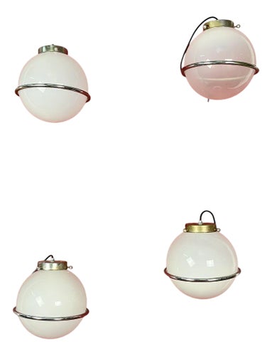 Murano Glass and Chromed Metal Wall Lamps in the style of Gino Sarfatti, 1960s, Set of 4