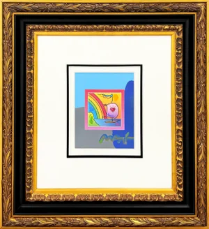 Peter Max , Sailboat With Hearts on Blends (Unique Mixed Media on Paper)