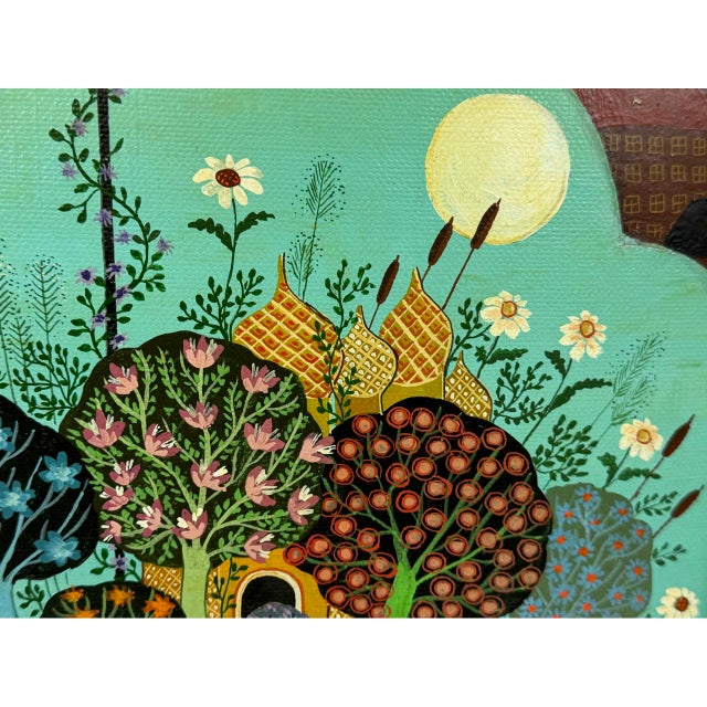 Anita Büscher-Harling, Luisenpark, Fairy Tale Island in the Big City, 1970s, Oil on Panel, Framed For Sale - Image 9 of 10