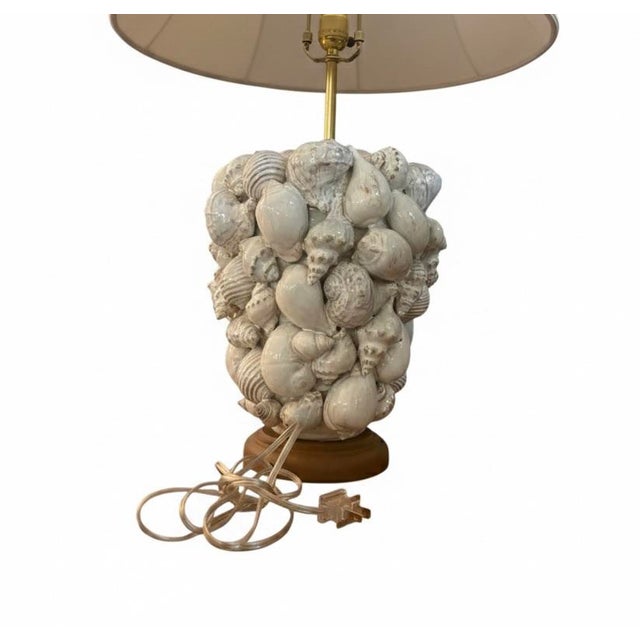 2020s Italian Glazed Ceramic Seashell Table Lamp For Sale - Image 5 of 10