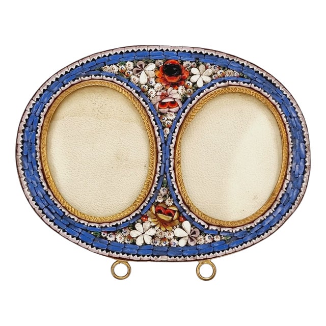 Antique Italian Millefiori Micromosaic Double Picture Frame, 19th Century For Sale