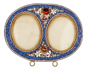 Antique Italian Millefiori Micromosaic Double Picture Frame, 19th Century