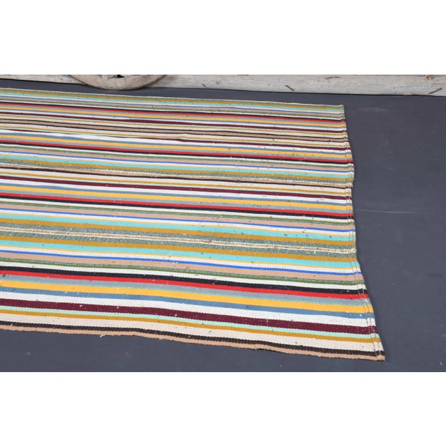 1970s Vintage Turkish Hand-Knotted Wool Cotton Beige Kilim Area Rug For Sale - Image 5 of 10