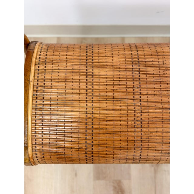 Brown French Style Bentwood Rattan Woven Bench Vintage MCM 1960s Accent Boho Design For Sale - Image 8 of 11