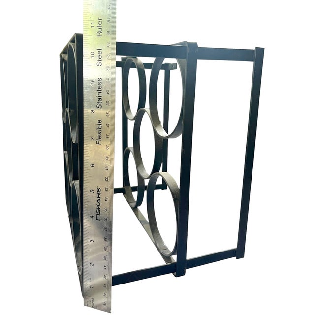 Metal Vintage Mid-Century Modern Geometric Iron Wall-Mount 5 Bottle Wine Rack For Sale - Image 7 of 9