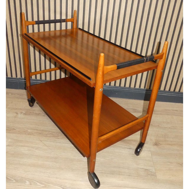 Mid-Century Serving Trolley Bar Trolley Walnut/Black, 1960s For Sale - Image 4 of 11