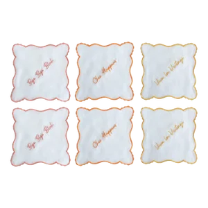 Chairish Anniversary Cocktail Napkins, Pink/Tangerine/Sunshine - Set of 6