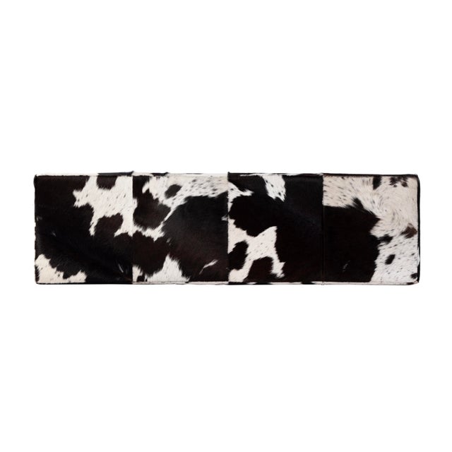 Stinson 54 in. W Rectangular Hair-on-Hide and Iron Accent Bench, Black and White For Sale In Chicago - Image 6 of 7