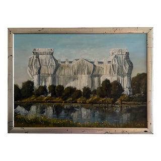 The Wrapped Reichstag in Berlin, 1995 Oil on Canvas, Framed For Sale