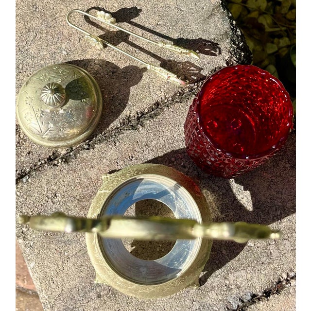 Antique Victorian Ruby Red Art Glass Pickle Castor For Sale - Image 9 of 11