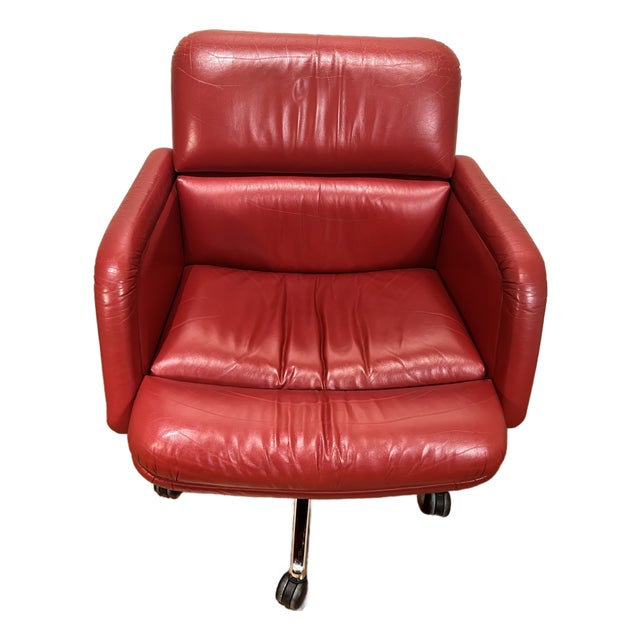 Late 20th Century All Leather Office Chair For Sale