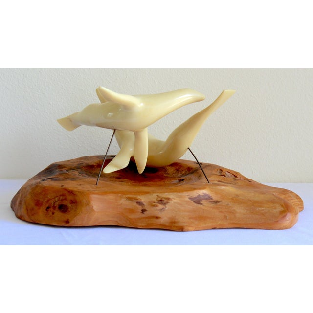 Vintage Mid-Century Modern John Perry Style Pellucida Seals on Burlwood Sculpture For Sale In Naples, FL - Image 6 of 17