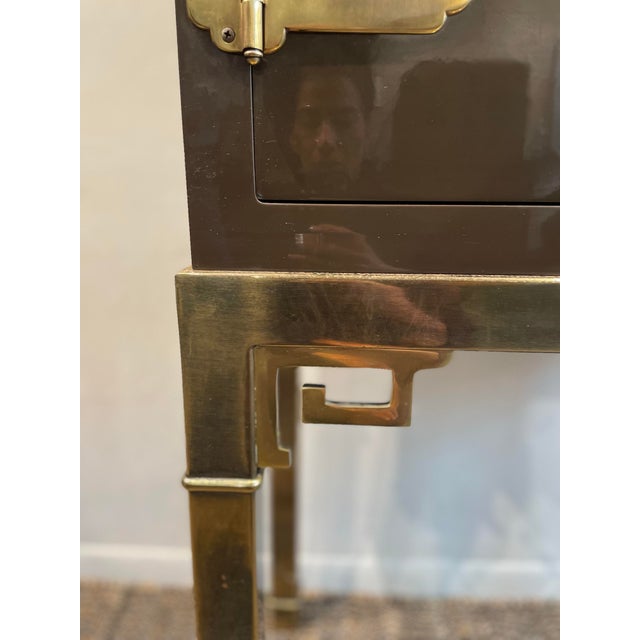 Mastercraft 1970s Vintage Lacquer and Brass Bar Cabinet in the Manner of Mastercraft For Sale - Image 4 of 9