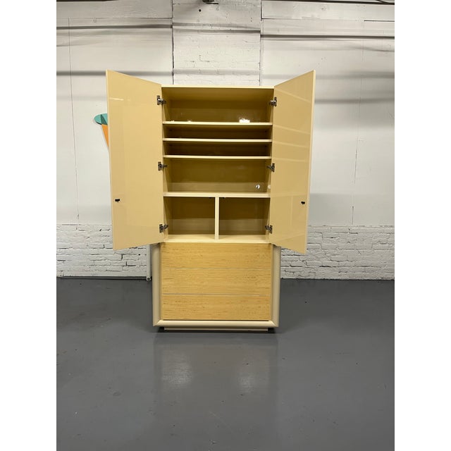 Giorgio Collection Burled Satinwood & Leather Wardrobe For Sale - Image 4 of 9