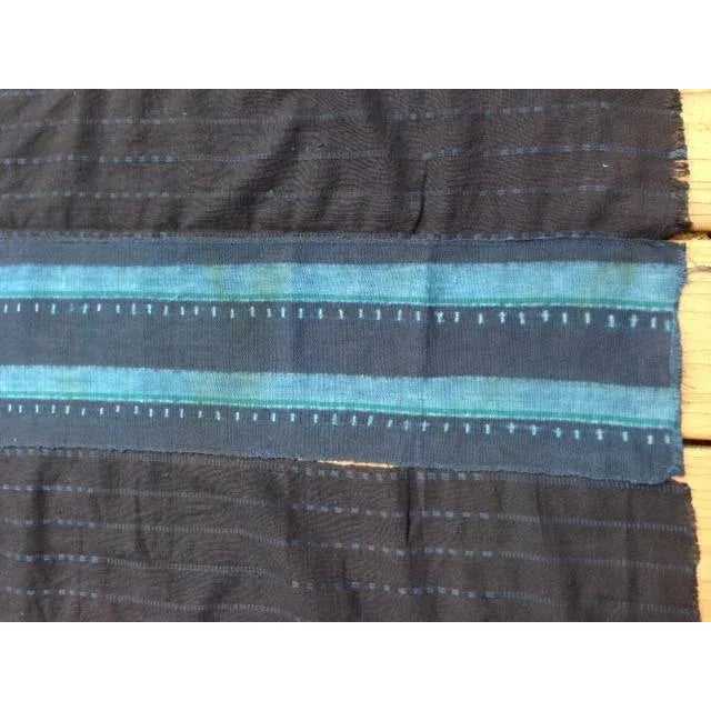 Rustic Verre Blue-Striped Fabric Throw For Sale - Image 3 of 5