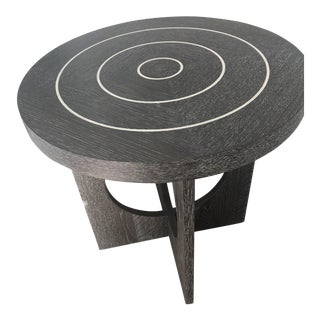 Contemporary Custom Gray Target-Pattern Side Table For Sale