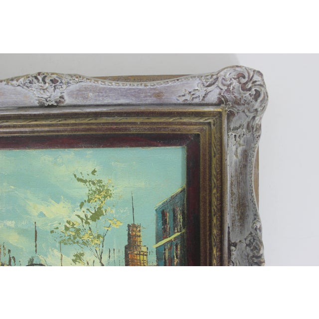 1950s Vintage European City Scene Paris France Oil Painting, Framed For Sale - Image 5 of 9