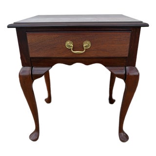 Vintage Queen Anne Style One-Drawer End Table For Sale