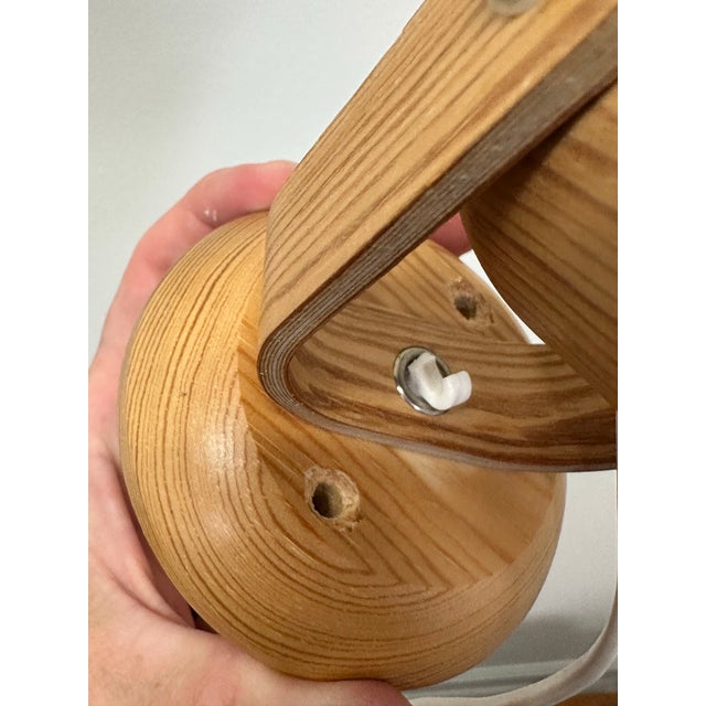1970s Swedish Pine and Fabric Wall Lights Solbackens Svarveri - A Pair For Sale - Image 9 of 11