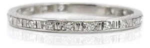 1920s Platinum Art Deco Single Cut Diamond Eternity Band, Size 8.5