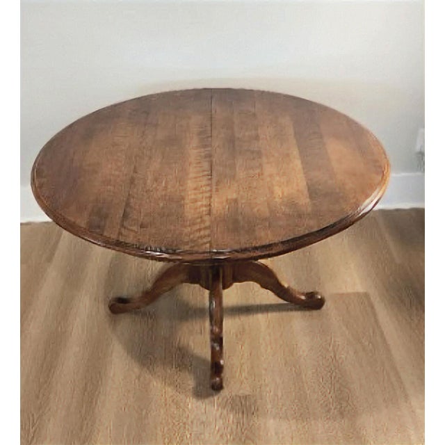 Vintage Ethan Allen Heirloom Collection Drop Leaf Pedestal Dining Table, 44" Round Extends to 78" For Sale - Image 17 of 17