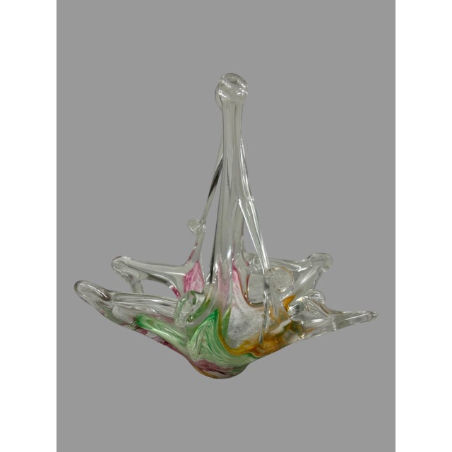 Abstract 1990s Murano Italy Martini Art Glass Wedding Favor Basket For Sale - Image 3 of 7