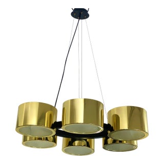 Contemporary Italian Oval Metal Gold Chandelier For Sale