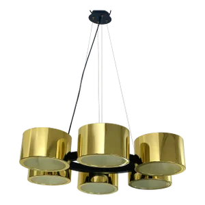 Contemporary Italian Oval Metal Gold Chandelier