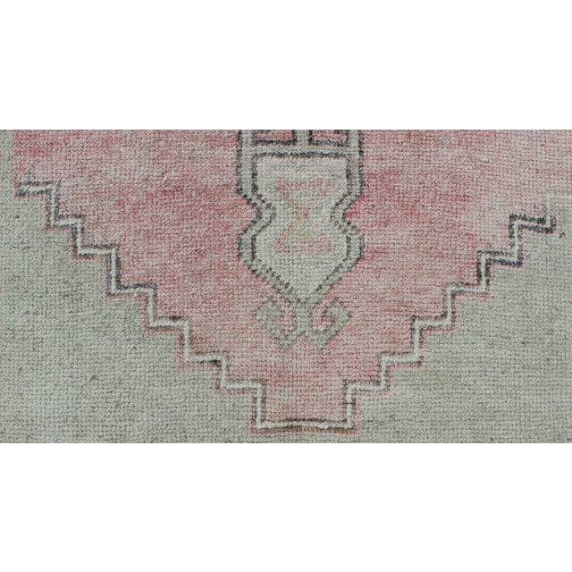 Pink, Light Green, and Ivory Vintage Rug With Flower Medallion Pattern For Sale - Image 9 of 11