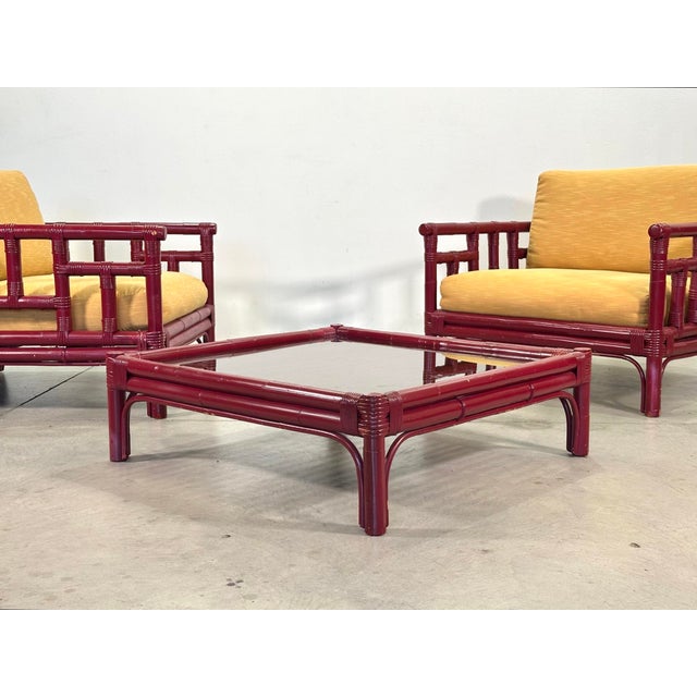 1970s Bamboo Living Room Set from Vivai Del Sud, 1970s, Set of 3 For Sale - Image 5 of 10