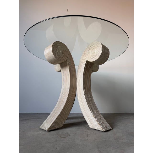 Wood Vintage Coastal Organic Sculptural Pencil Reed Rattan Dining Table For Sale - Image 7 of 18