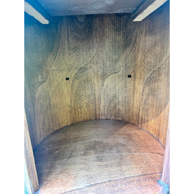 Mid 20th Century Attributed to William Switzer Postmodern MCM Burl Walnut Drum Table / Nightstand For Sale - Image 5 of 12