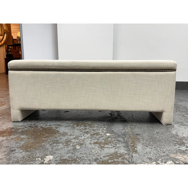 2010s West Elm Upholstered Storage Bench For Sale - Image 5 of 12