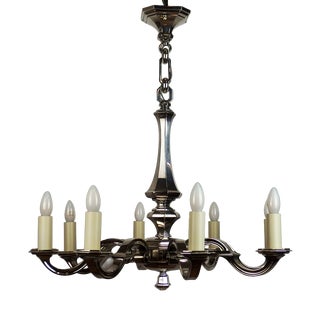 Art Deco Chandelier in Silvered Bronze, 1930s For Sale