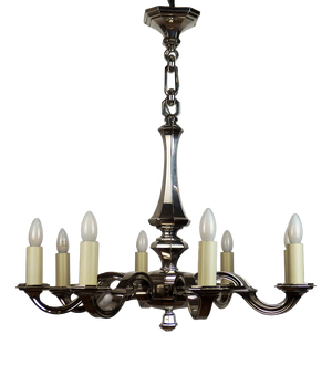 Art Deco Chandelier in Silvered Bronze, 1930s