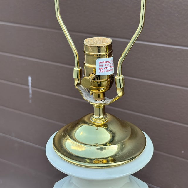 Signed Lenox Reticulated Porcelain Tall Table Lamp With Balloon Finial For Sale - Image 10 of 11