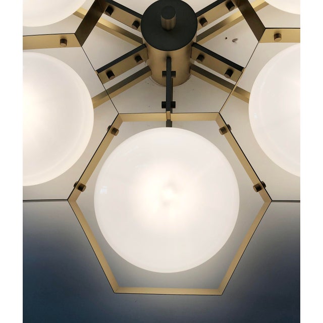 Brass 21st Century Hive Satin Brass Glossy White Murano Flush Mount by Fabio LTD For Sale - Image 8 of 8