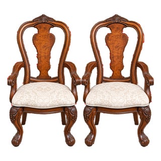 Matching Pair of Original American Drew Grand Revival-Russet Splat-Back Arm Chairs, Model 132-637. For Sale