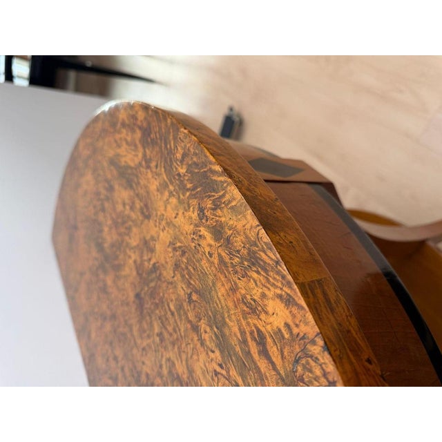 Biedermeier Demi-Lune Console in Cherrywood & Birch Burl, Franconia, 1830 For Sale - Image 17 of 18