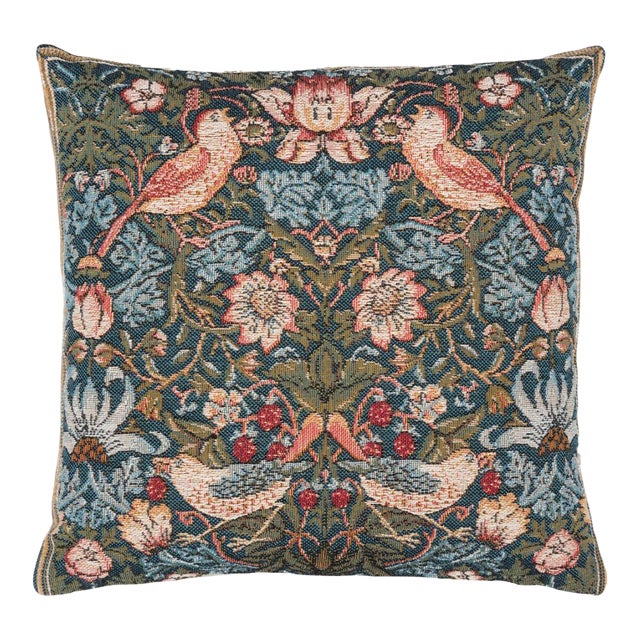 Strawberry Thief Cushion With Feather Filler - 33x33cm (13"x13") For Sale