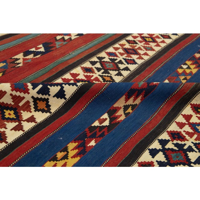 Geometric Designed Vintage Turkish Kilim Wool Rug For Sale - Image 9 of 9