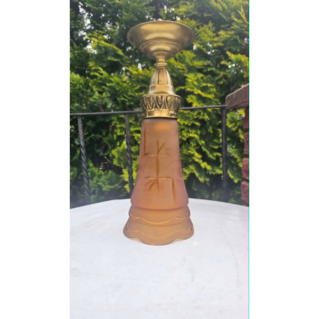 Metal Art Deco Brass Ceiling Lamp, 1920s For Sale - Image 7 of 7