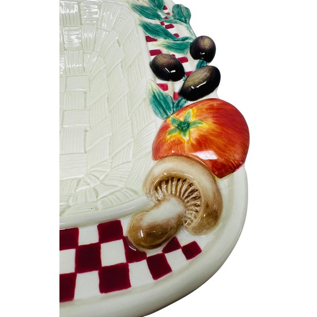 1990s Vintage Fitz & Floyd Essentials Papa Paisano Square Bowl, 13" For Sale - Image 5 of 14