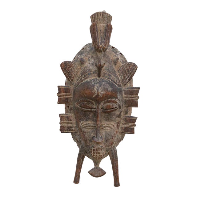 Ancestral African Kwele Carved Mask For Sale
