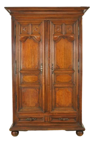 Vintage Wood Armoire Cabinet With Lock & Key
